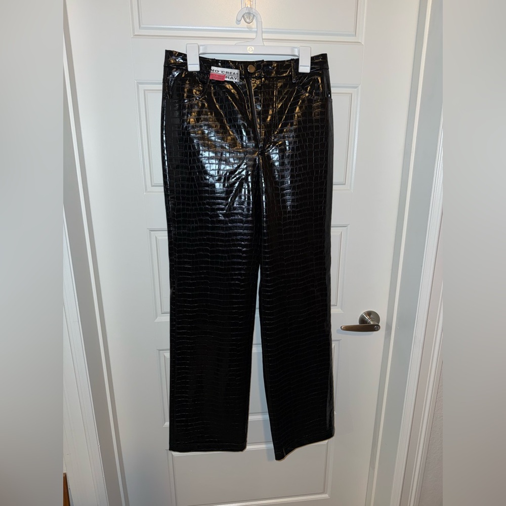Rotate Birger Christensen Black Croc-Embossed pants